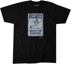 Justin Lawrence: Caution! Sweepers Shirt - MLBPA Licensed - BreakingT