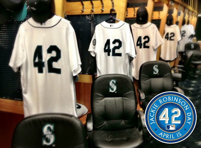 All Mariners players will wear #42 tonight to honor the legacy of Jackie Robinson.