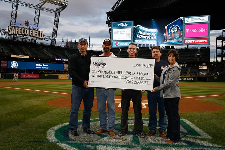 MillerCoors presented $251,600 to the Wildland Firefighters Foundation at Safeco Field.