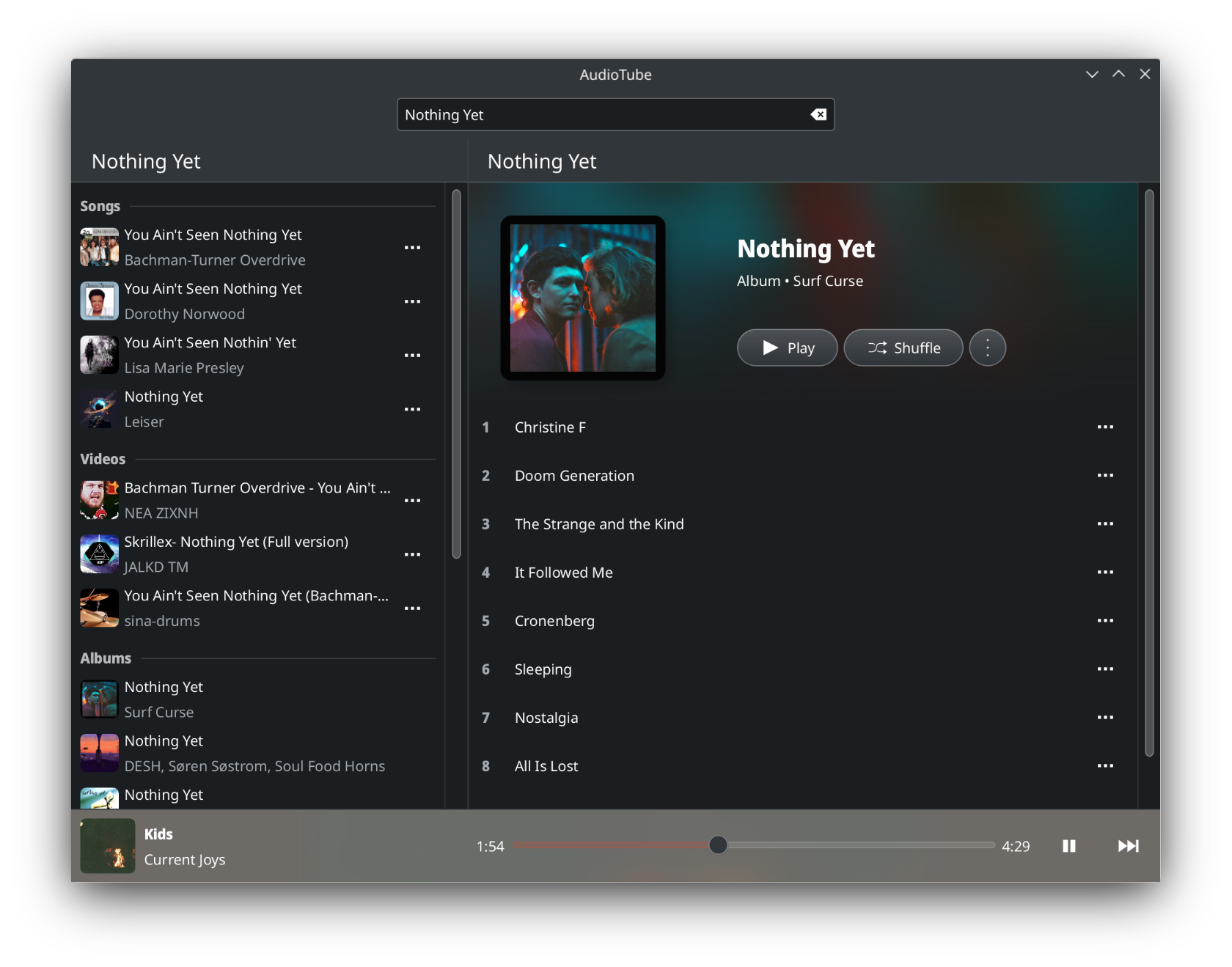 Screenshot of AudioTube