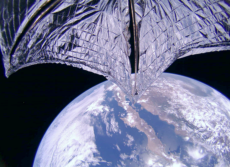 The Planetary Society&#039;s LightSail 2 spacecraft has successfully deployed its solar sail. This image has been de-distorted and color corrected. 