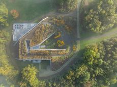 Marche Arboretum with its rich green nature shot from above