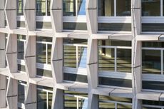 space house facade close up of concrete elements