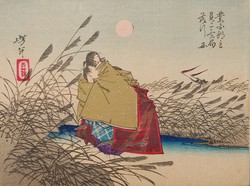 月岡芳年が描いた在原業平と二条后＝足立区立郷土博物館蔵（画像をトリミングしています）