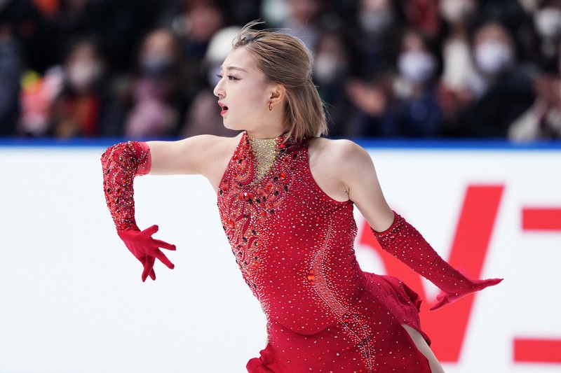 女子SPで演技する坂本花織＝東和薬品ラクタブドームで2024年12月20日、吉田航太撮影