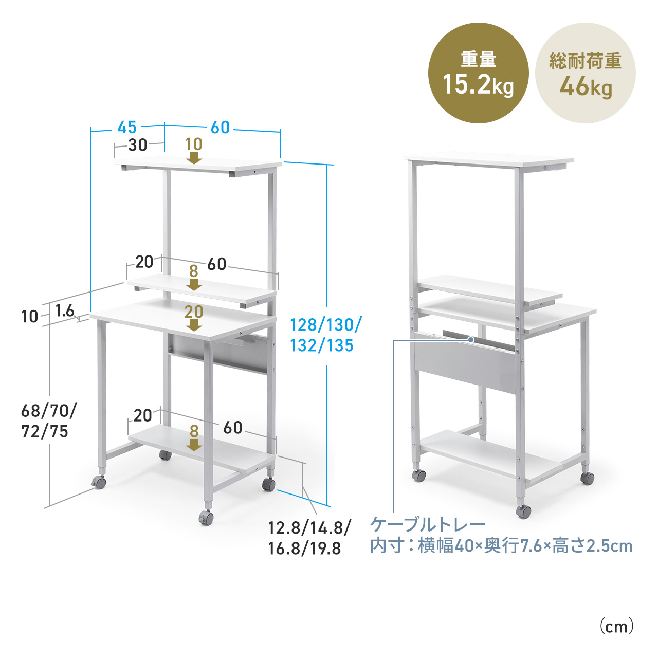 p\RfXN p\RbN [NfXN RpNg I3 [ VvfXN ItBX c LX^[t 60cm ω׏dő46kg Tue[ut ubN 100-DESKF061BK