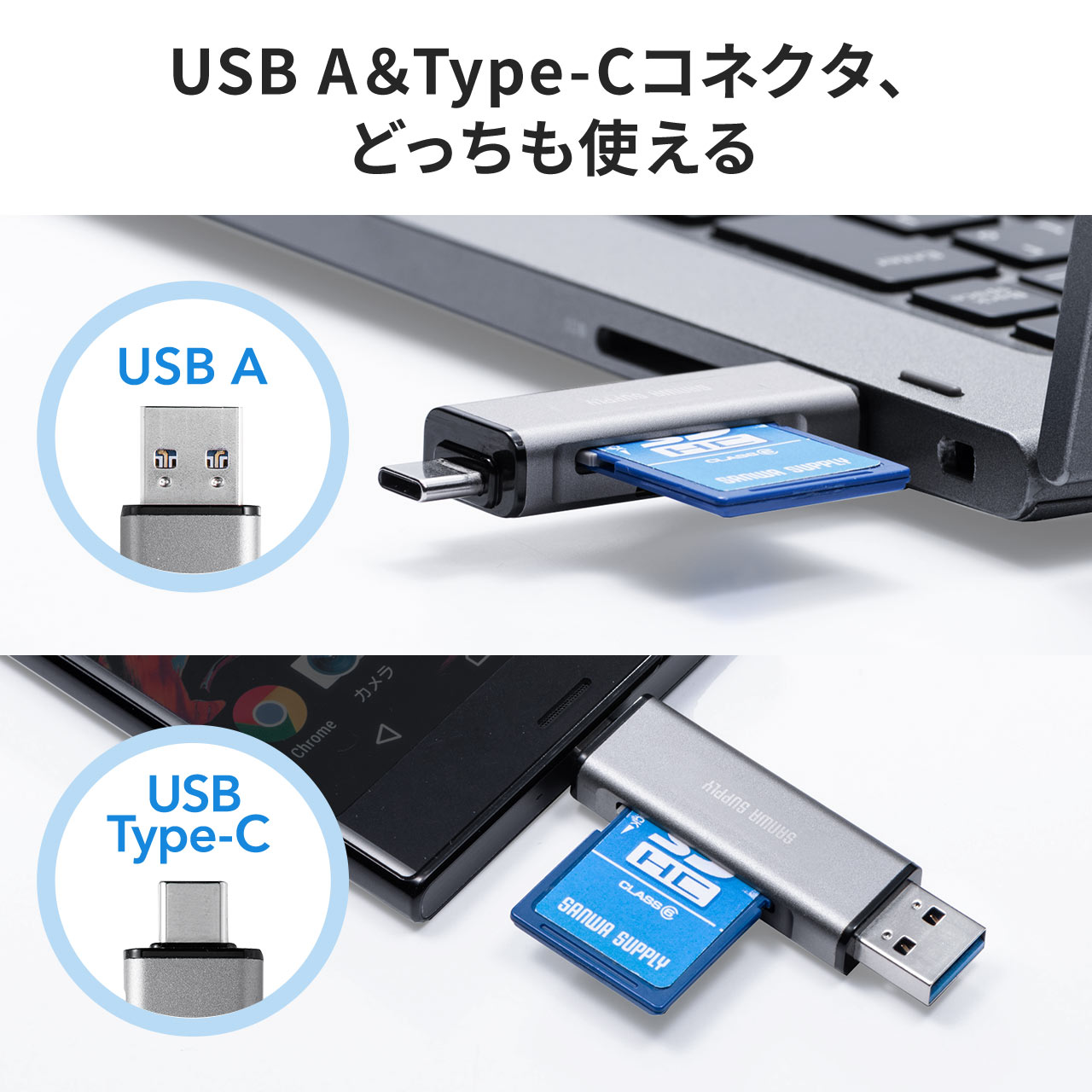 fBAP[Xt SD/microSDJ[h[_[ USB 3.1 Gen1 USB A USB Type-Cڑ 400-ADR323GY