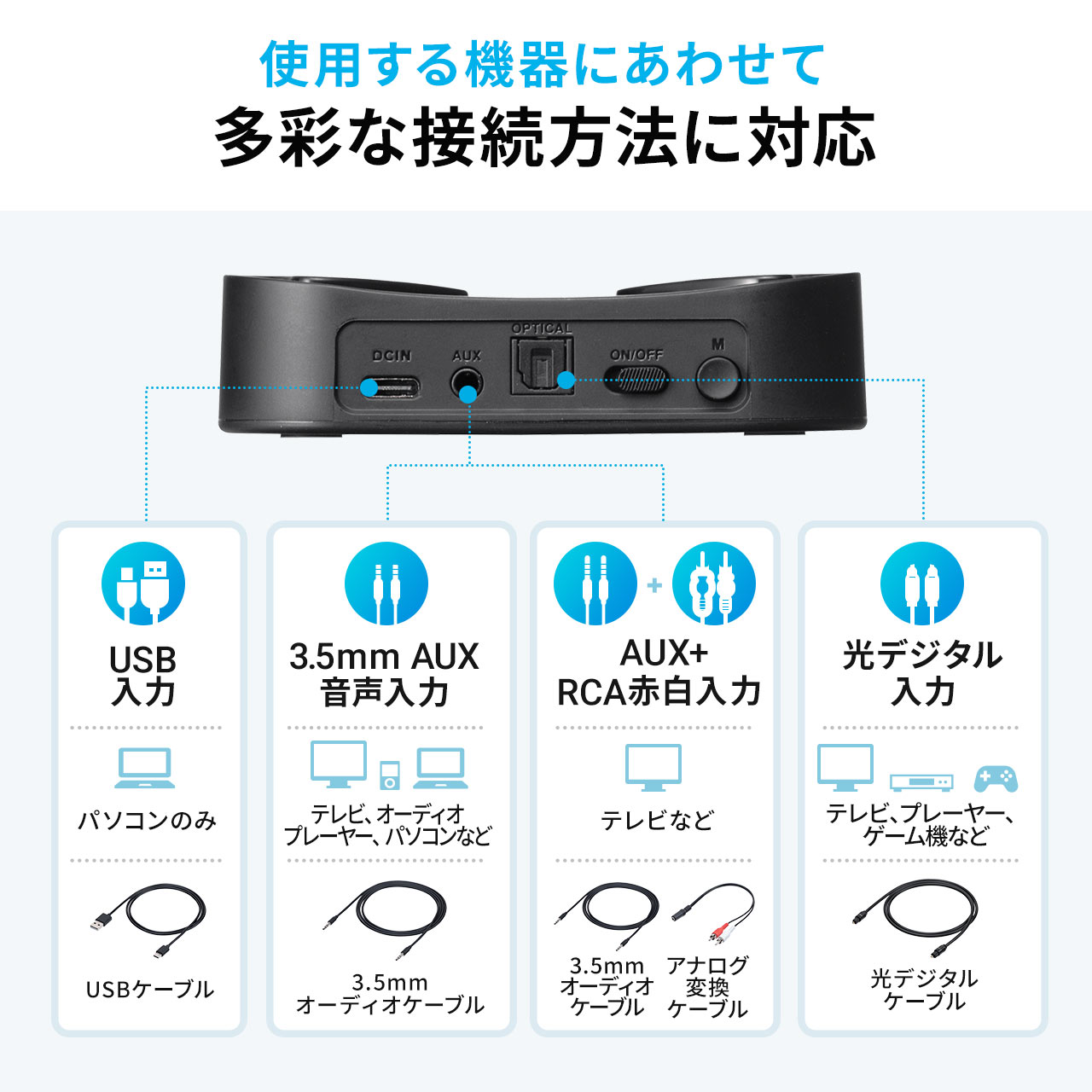 erpCXCz Bluetooth 5.0  gX~b^[ 2䓯ڑ M@ y R[fbN I[vC[ 3.5mm fW^ RCAԔ USB 3WAY 400-BTTWS4BK