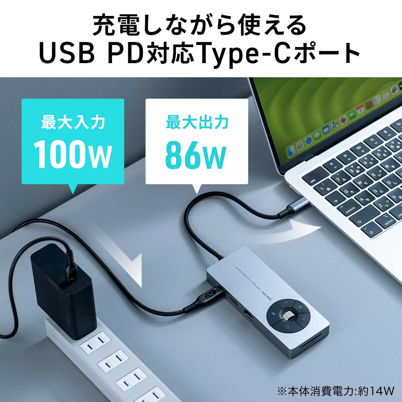 yrWlXZ[zhbLOXe[V fBARg[[t USB-Cڑ HDMI 4K USB PD100W J[h[_[ USB 5Gbps P[u20cm hCosv 400-DKM1GM