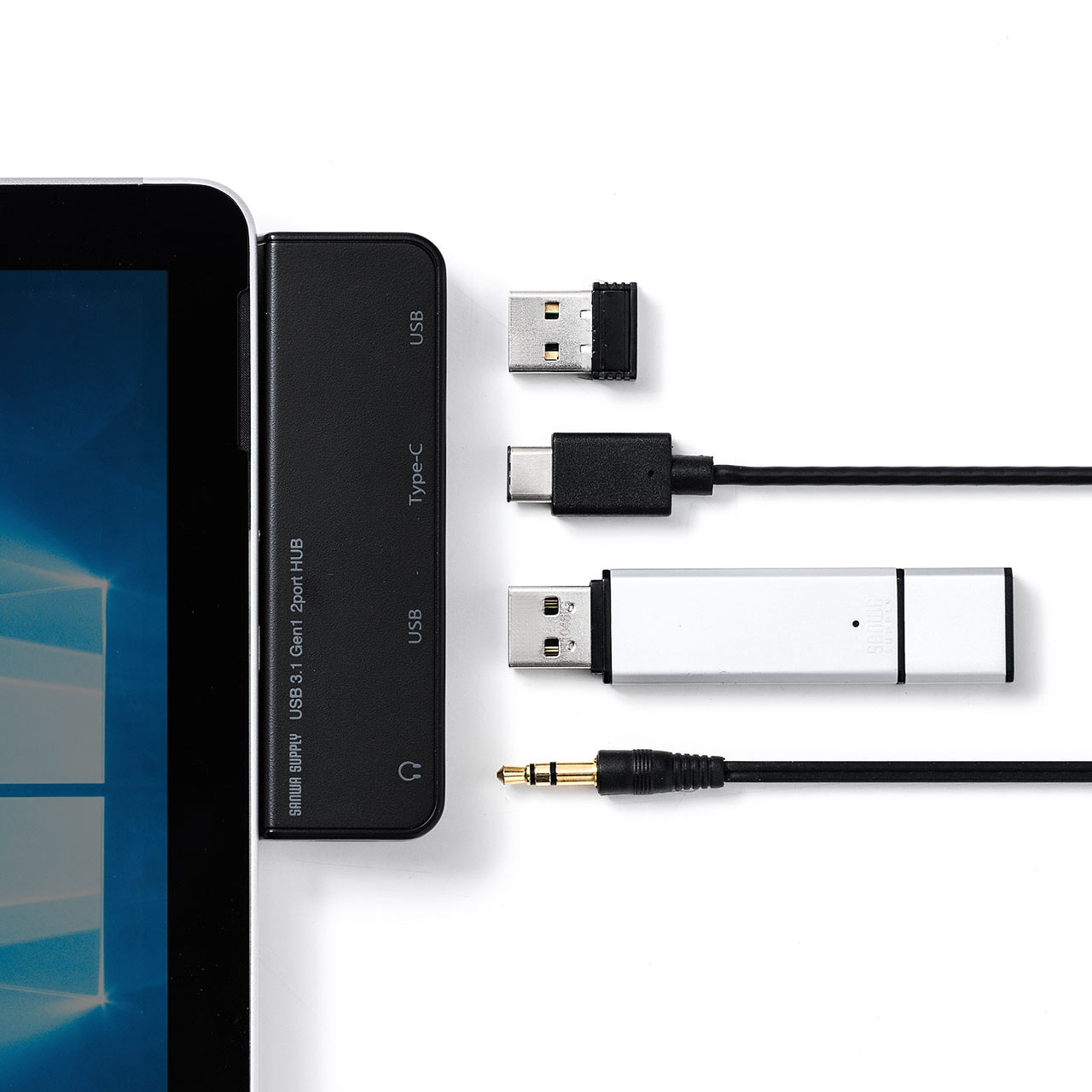 Surface Go 4/Go 3/Go 2/Gop USB3.1nu USB Type-C USB A|[g~2|[g USB3.1 Gen1 3.5mm4Ƀ~jWbN oXp[EubN 400-HUB072BK