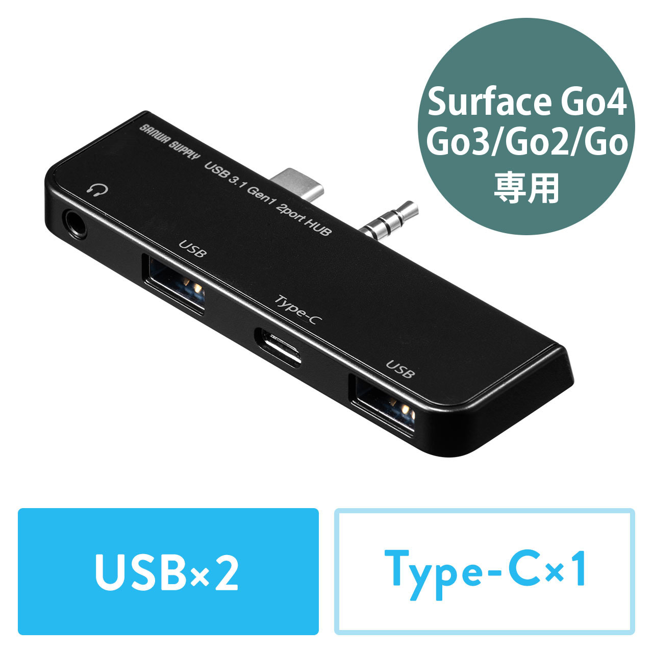 Surface Go 4/Go 3/Go 2/Gop USB3.1nu USB Type-C USB A|[g~2|[g USB3.1 Gen1 3.5mm4Ƀ~jWbN oXp[EubN 400-HUB072BK