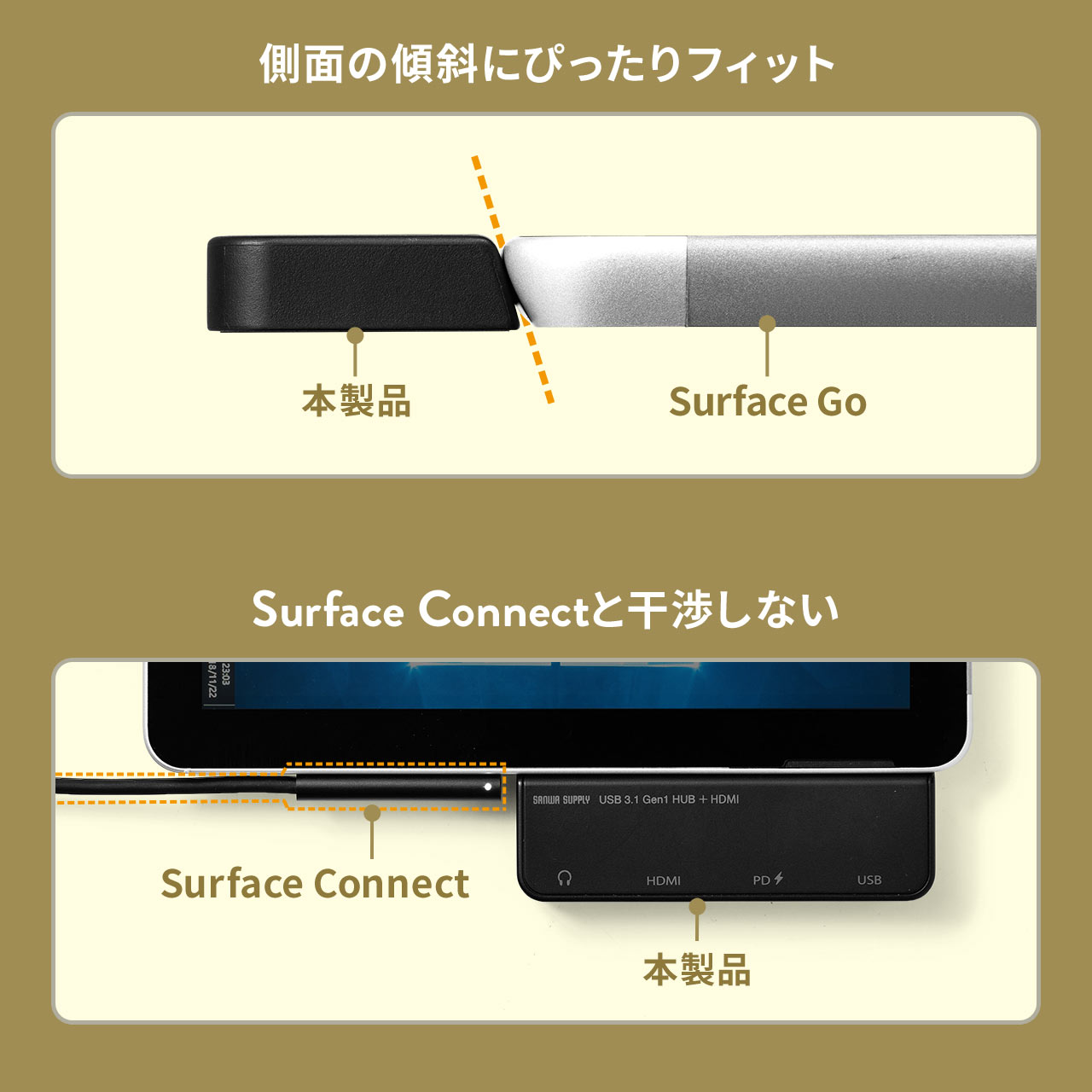 Surface Go 4/Go 3/Go 2/Gop USB3.1/nu USB Type-C USB A HDMIo USB3.1 Gen1 3.5mm4Ƀ~jWbN oXp[ ubN 400-HUB073BK