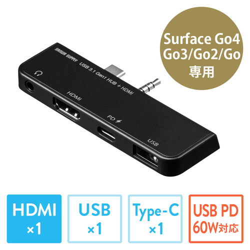 Surface Go 4/Go 3/Go 2/Gop USB3.1/nu USB Type-C USB A HDMIo USB3.1 Gen1 3.5mm4Ƀ~jWbN oXp[ ubN 400-HUB073BK