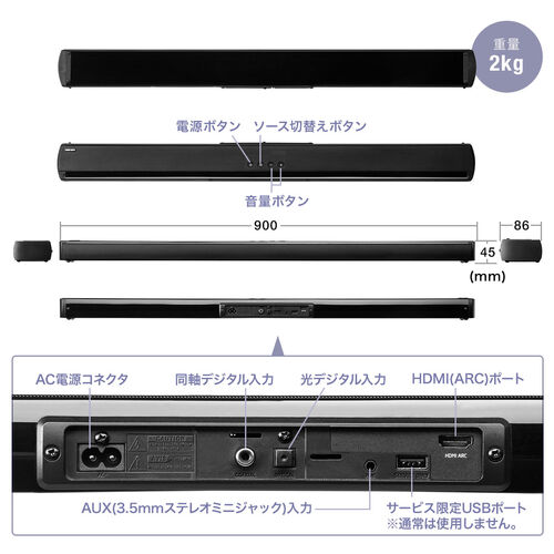 TEho[Xs[J[ 100Wo BluetoothΉ HDMI fW^/3.5mmڑ 400-SP084