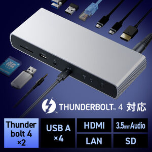 Thunderbolt4 hbLOXe[V 2ʏo TB4~2|[g HDMI~1 96W PD[d TB4P[ut 40Gbps 4K/60Hz~2