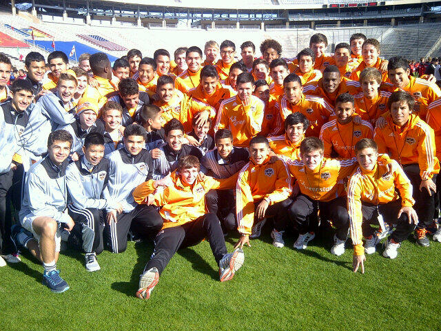 Dynamo Academy players in the Cotton Bowl (via Twitter)