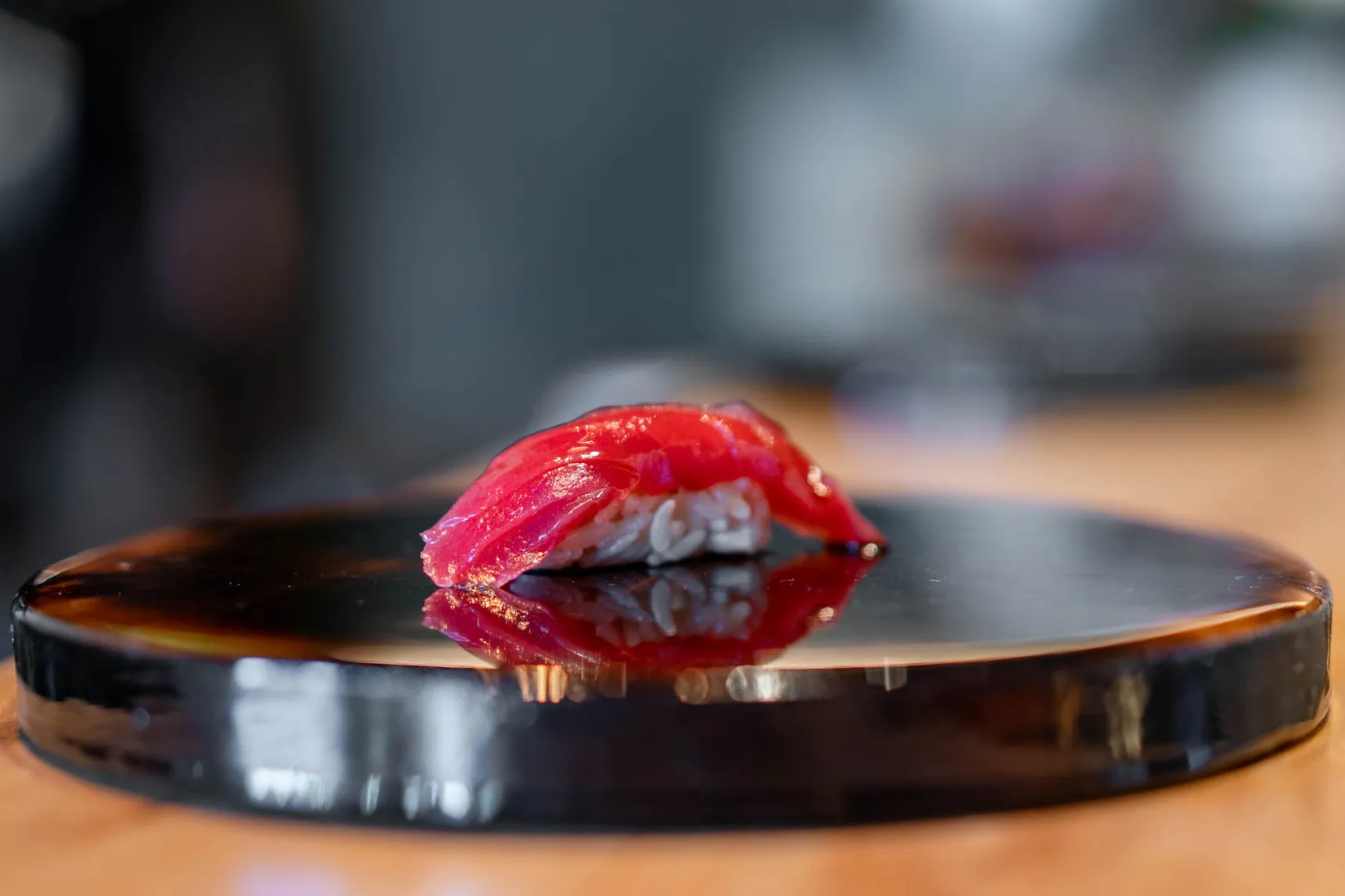 A piece of sushi on a plate