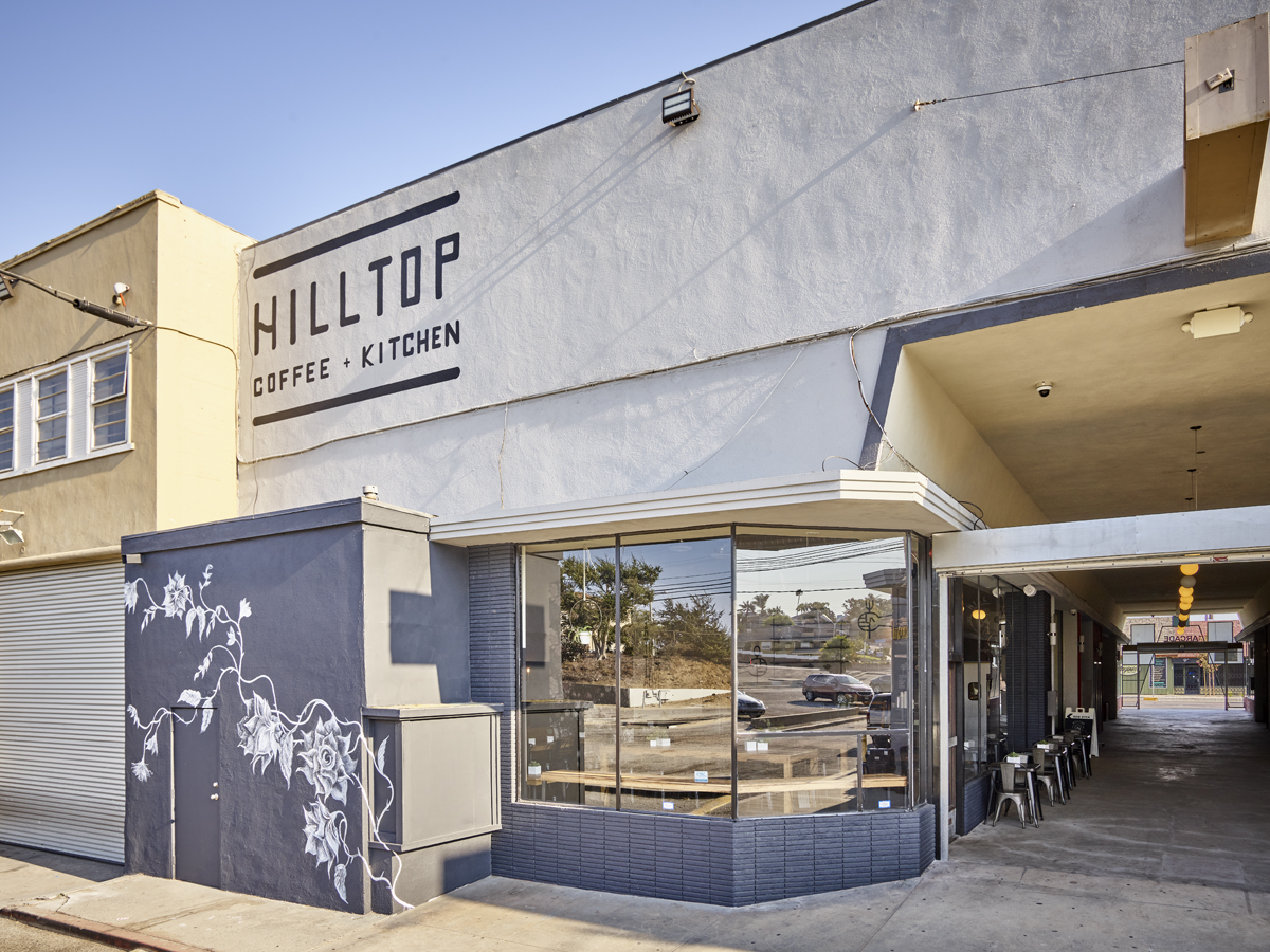 The entrance to Hilltop Coffee + Kitchen in View Park/Windsor Hills.