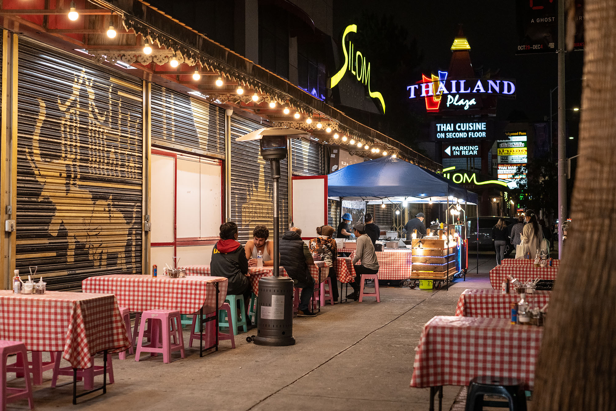 Rad Nah Silom operates as a temporary space in front of Silom Supermarket in Thai Town.