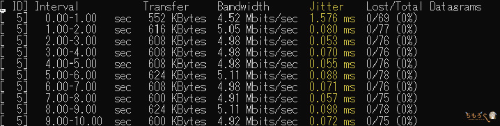 iperf3で通信レイテンシを計測する