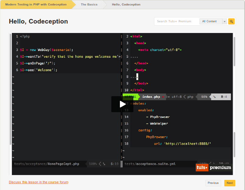 Modern Testing in PHP with Codeception on NetTuts Premium