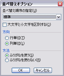 並べ替えオプションウインドウのキャプチャ