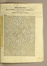 Cover of: Decreto de la Suprema Junta Central Gubernativa de España é Indias, sobre la guerra actual