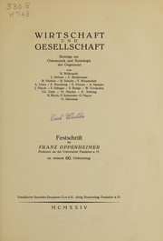 Cover of: Wirtschaft und gesellschaft: beiträge zur oekonomik und soziologie der gegénwart