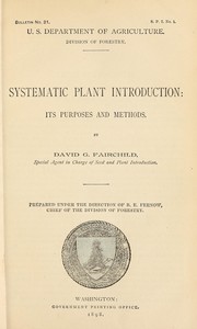 Cover of: Systematic plant introduction: its purposes and methods