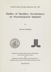 Studies of maxillary overdentures on ossoeintegrated implants by Jan-Ivan Smedberg