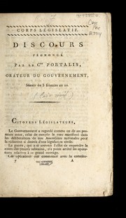 Cover of: Discours prononce  par le cen Portalis, orateur du gouvernement: se ance du 3 frimaire an 10