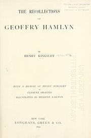 Cover of: The recollections of Geoffry Hamlyn