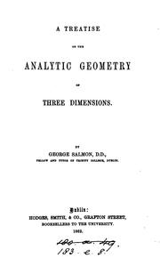 Cover of: A treatise on the analytic geometry of three dimensions.