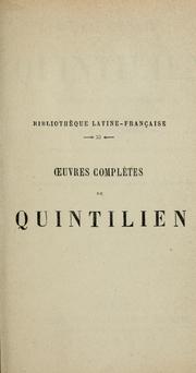 Cover of: Oeuvres complètes de Quintilien