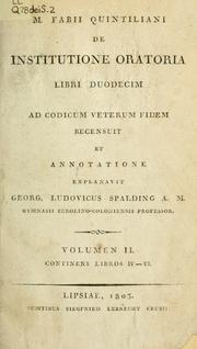 Cover of: De institutione oratoria libri duodecim