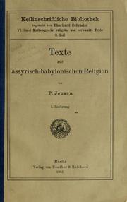 Cover of: Texte zur assyrisch-babylonischen Religion