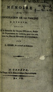 Cover of: M©♭moire sur l'inoculation de la vaccine a Geneve