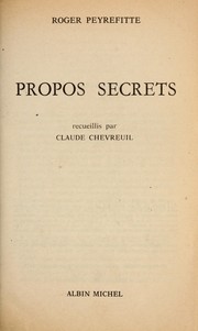 Cover of: Propos secrets