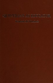 Cover of: Quintilian as educator: selections from the Institutio oratoria of Marcus Fabius Quintilianus.