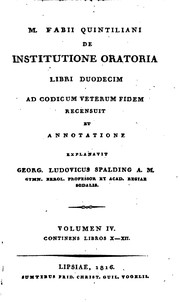 Cover of: De institutione oratoria libri duodecim