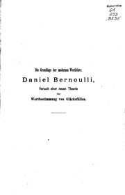 Cover of: Versuch einer neuen Theorie der Wertbestimmung von Glücksfällen