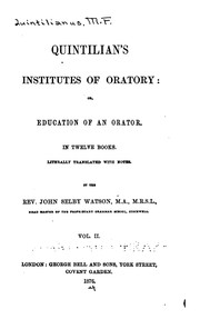 Cover of: Quintilian's Institutes of oratory: or, Education of an orator.