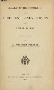 Cover of: Analytische Geometrie der höheren ebenen Curven: Deutsch bearb. von Wilhelm Fiedler.