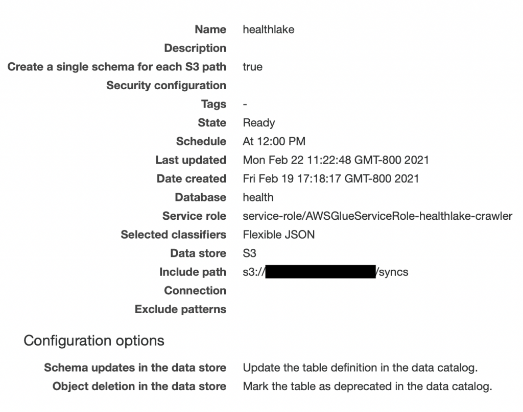 AWS Glue Crawler Configuration Screenshot