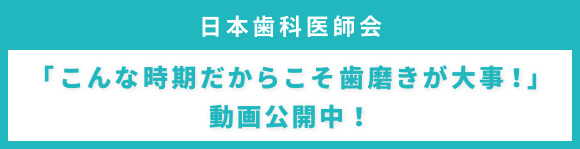 日本歯科医師会「こんな時期だからこそ歯磨きが大事！」動画公開中！別ウィンドウで開きます