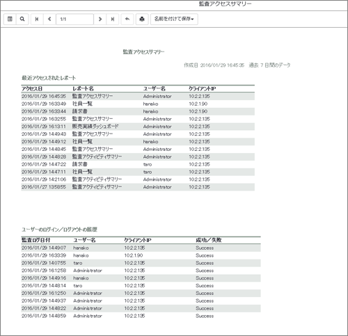 監査アクセスサマリー