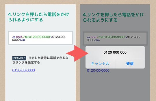 4.リンクを押したら電話をかけられるようにする