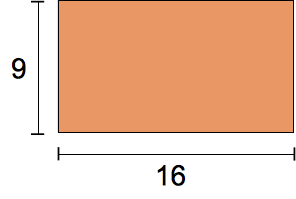 一个高为 9 个单位，宽为 16 个单位的矩形