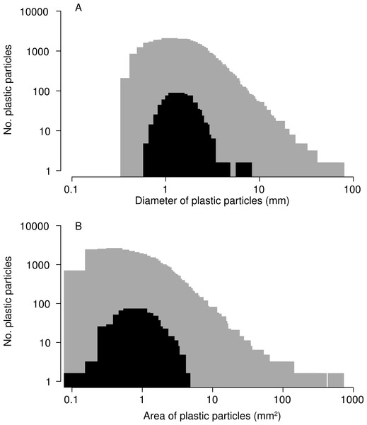 Size of microplastic particles ingested by barnacles.