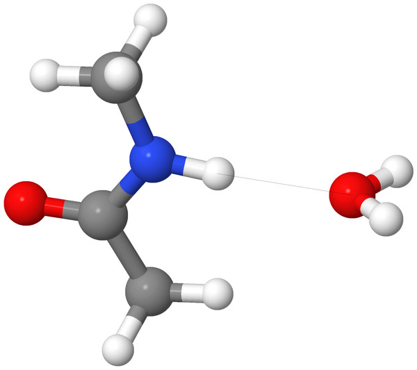 Hydrogen bond configuration of complex 16 of the S66 set.